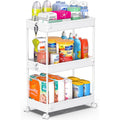 3‑Tier White Rolling Utility Cart