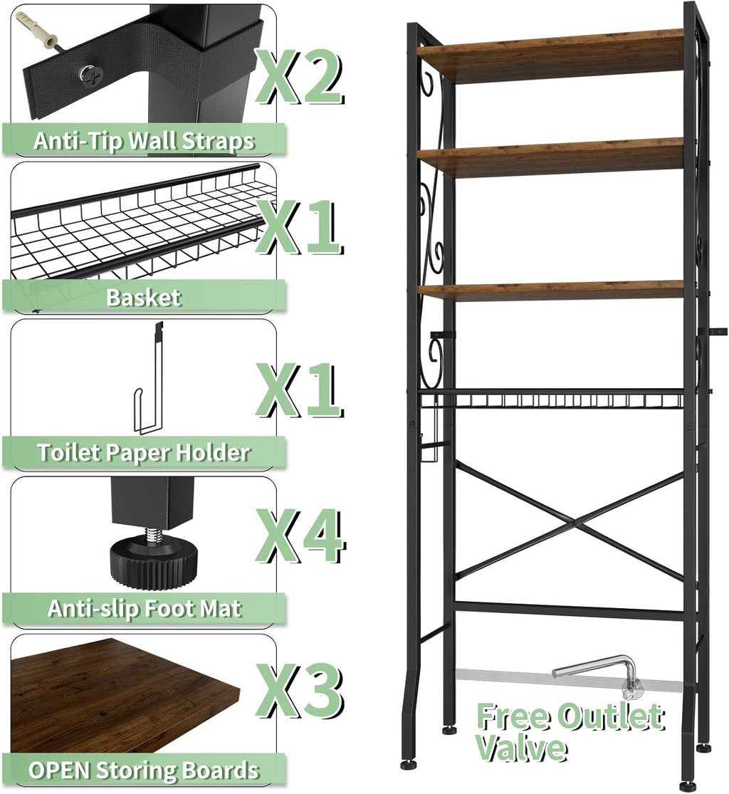 4-Tier Adjustable Over Toilet Storage Rack