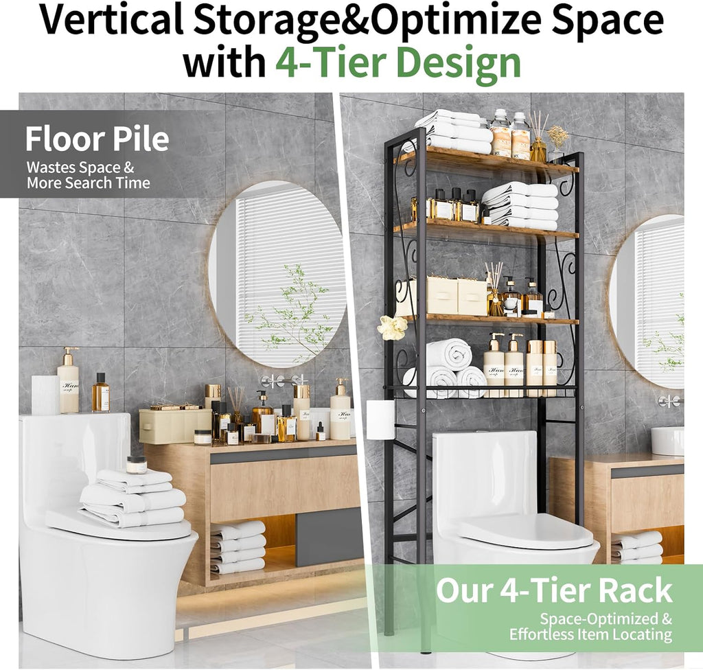 4-Tier Adjustable Over Toilet Storage Rack